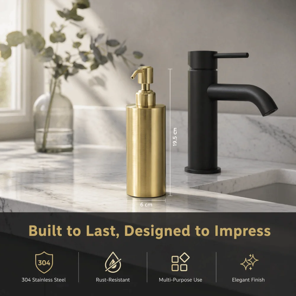 Stylish Stainless Steel Soap Dispenser 260ml Capacity Gold Shampoo Dispenser With Pump Refillable Lotion Bottle Home Decoration
Stylish Stainless Steel Soap Dispenser 260ml Capacity Gold Shampoo Dispenser With Pump Refillable Lotion Bottle Home Decoration