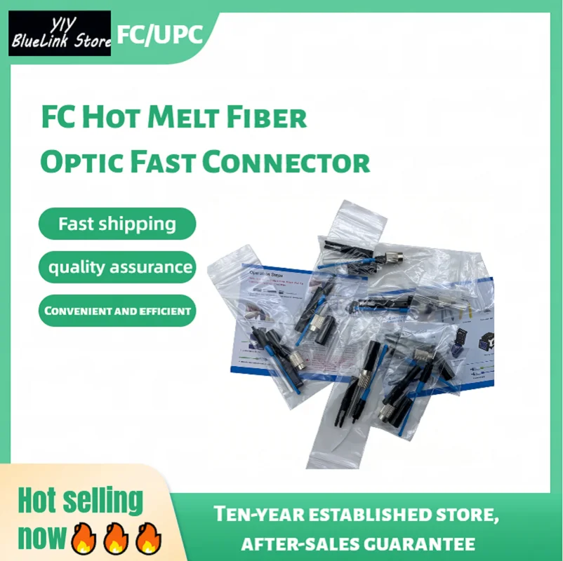FC UPC Hot Melt Fiber Optic Fast Connector, Pre-embedded FTTH Optical Fiber Quick Assembly Connector for CATV Network