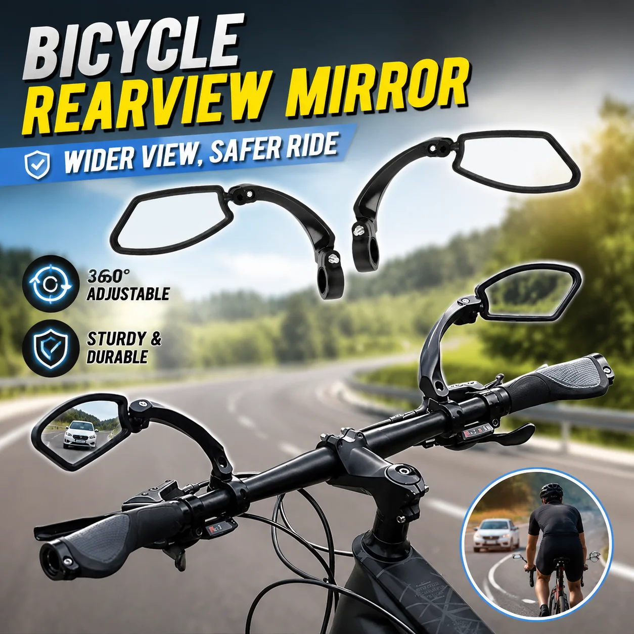 360 Degree Adjustable Bicycle Rearview Mirror Wide Vision Handlebar Mount Side Mirror Cycling Accessory For Road Mountain Bikes
360 Degree Adjustable Bicycle Rearview Mirror Wide Vision Handlebar Mount Side Mirror Cycling Accessory For Road Mountain Bikes