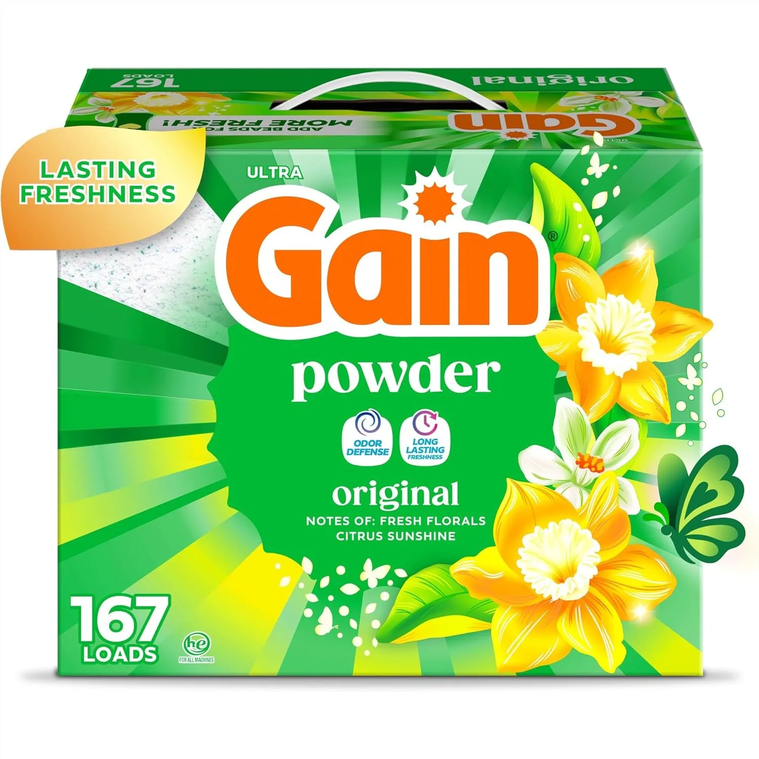 Gain Original Scent Powder Laundry Detergent for Freshness and Brightness, 167 Loads, 154 OZ
Gain Original Scent Powder Laundry Detergent for Freshness and Brightness, 167 Loads, 154 OZ