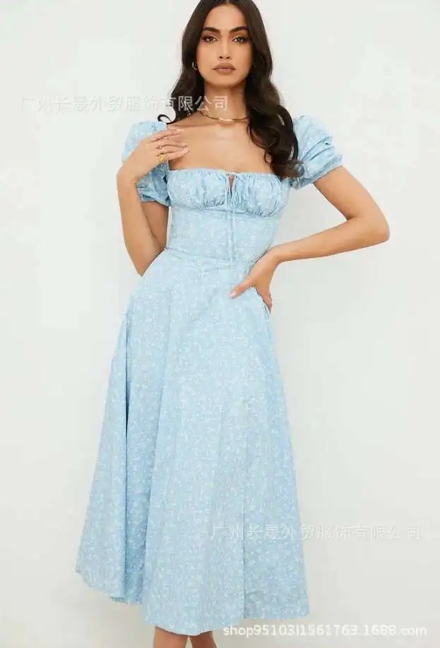 2025 Summer Hot Selling New Style Bubble Sleeve High Waist Slimming Printed Dress Medium Long Dress Dress Robe Vestido Women 1
2025 Summer Hot Selling New Style Bubble Sleeve High Waist Slimming Printed Dress Medium Long Dress Dress Robe Vestido Women 1