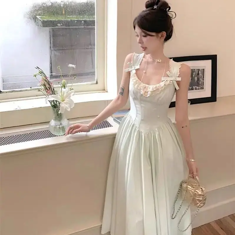Sweet Hot Girl Bow Suspender Dress Women Summer New Niche Design Temperament Waist-Hugging Long Skirt
Sweet Hot Girl Bow Suspender Dress Women Summer New Niche Design Temperament Waist-Hugging Long Skirt
