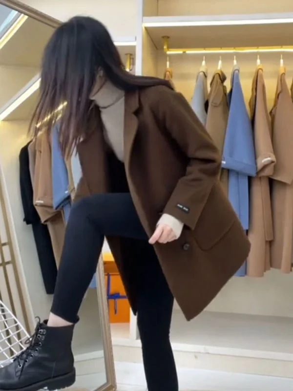 Korean Style Women's Woolen Coat Spring Autumn New plus Size Fashionable Slimming Suit Collar Jacket Trendy Long Sleeve
Korean Style Women's Woolen Coat Spring Autumn New plus Size Fashionable Slimming Suit Collar Jacket Trendy Long Sleeve