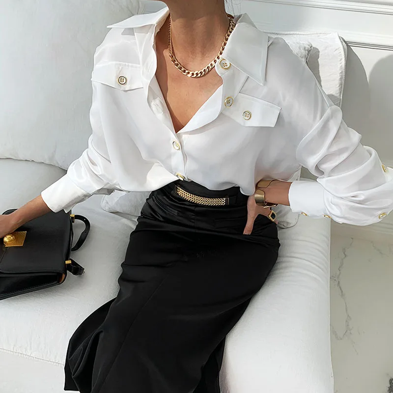 Ele Long Sve irt with Metal Chain High Waist f-length Skirt Faionable Button Design Chic Collar for Young Women
Ele Long Sve irt with Metal Chain High Waist f-length Skirt Faionable Button Design Chic Collar for Young Women