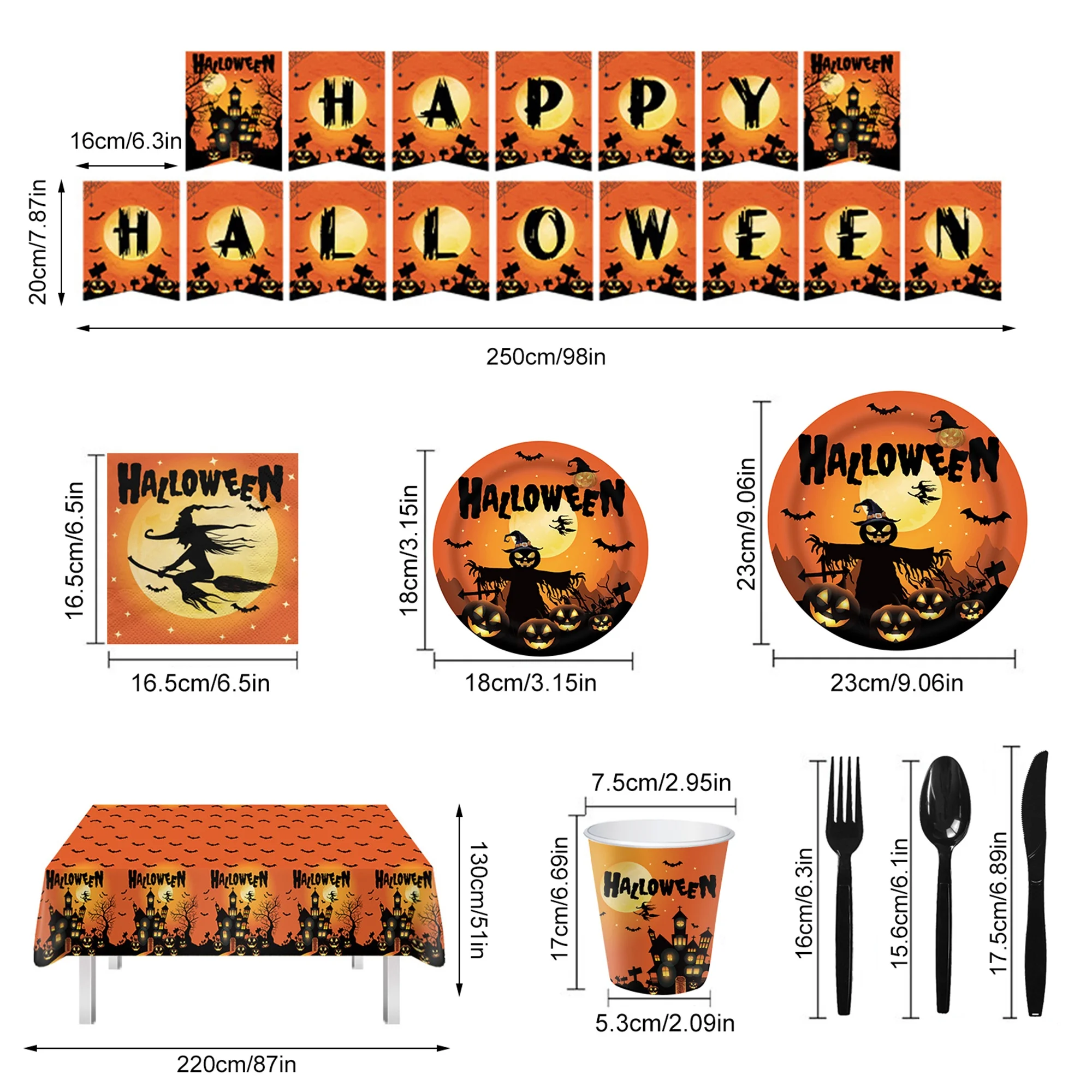 Моторошные принадлежности для Хэллоуина, набор одноразовой посуды с принтом замка и летучих мышей — в комплект входят чашки, тарелки, вилки и баннер
Моторошные принадлежности для Хэллоуина, набор одноразовой посуды с принтом замка и летучих мышей — в комплект входят чашки, тарелки, вилки и баннер