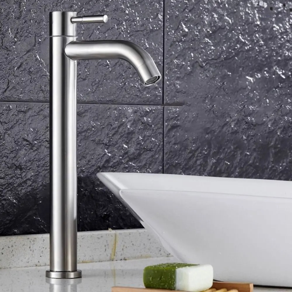 Stainless Steel Heighten Washbasin Faucet Silver/Black Rust-proof Single Cold Faucet Quick Open Washbasin Tap Bathroom Counter
Stainless Steel Heighten Washbasin Faucet Silver/Black Rust-proof Single Cold Faucet Quick Open Washbasin Tap Bathroom Counter