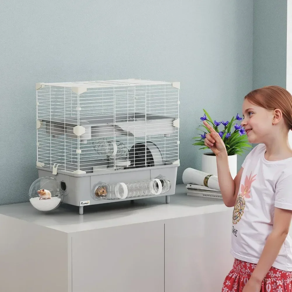 2-уровневая клетка для хомяка, среда обитания хомяка с аксессуарами, серая
2-уровневая клетка для хомяка, среда обитания хомяка с аксессуарами, серая