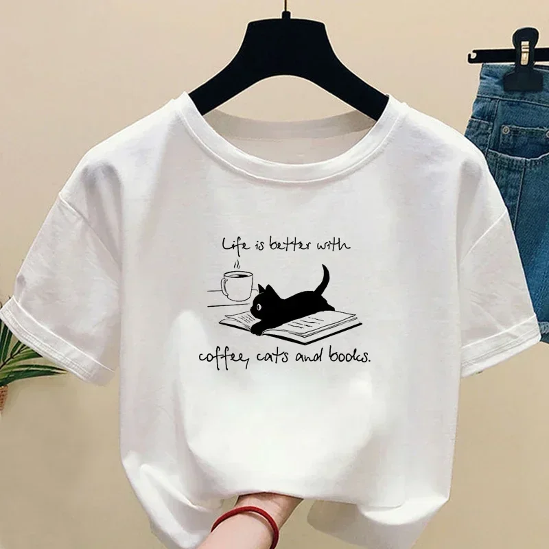 Fashion coffce t-shirt women's life is better with coffce t shirts unisex funny cute cat t shirt summer white animal print tops
Fashion coffce t-shirt women's life is better with coffce t shirts unisex funny cute cat t shirt summer white animal print tops