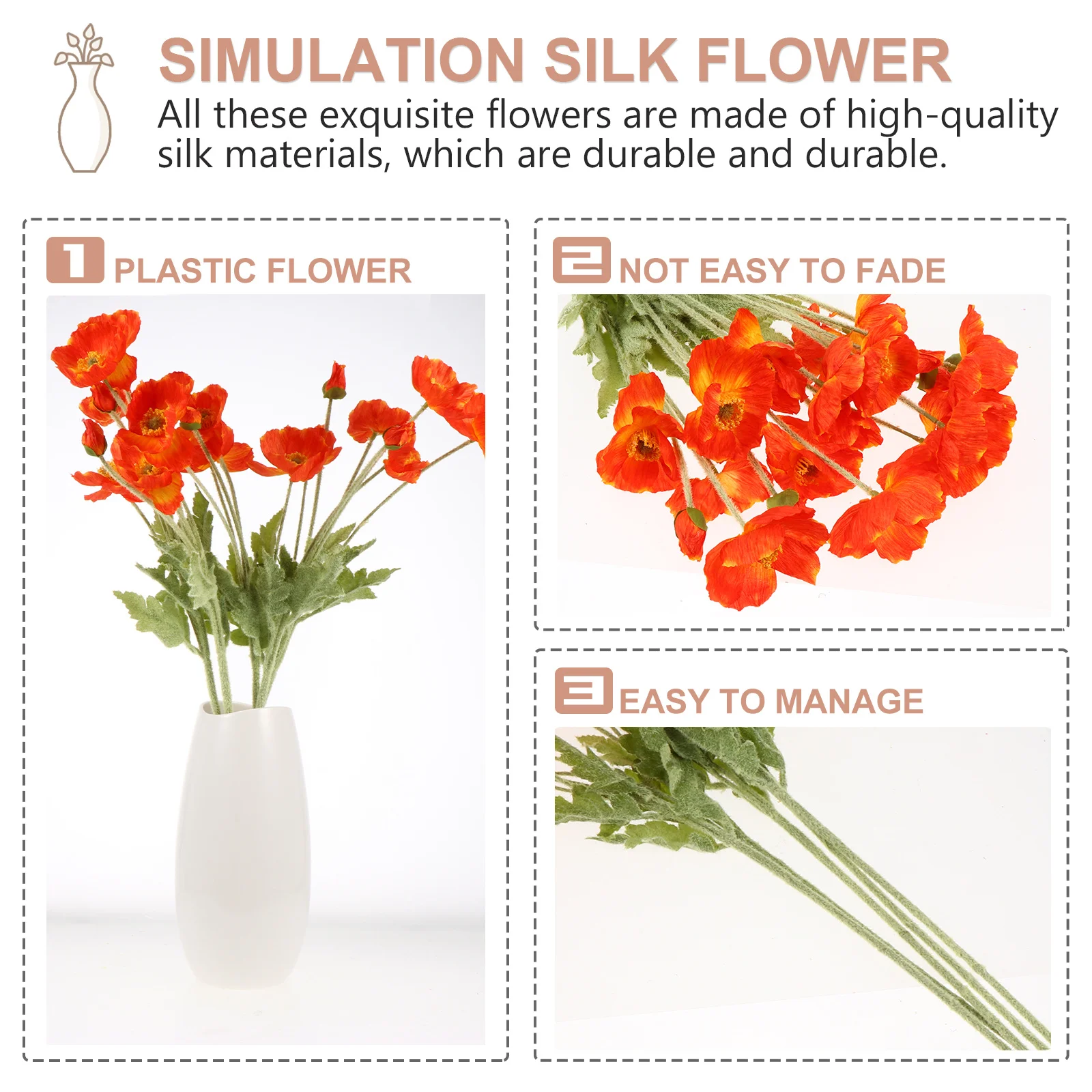 5Pcs Realistic Silk Flowers Artificial Bouquet Decoration Simulation Flowers for Home Wedding Holiday Party Room Decor
5Pcs Realistic Silk Flowers Artificial Bouquet Decoration Simulation Flowers for Home Wedding Holiday Party Room Decor