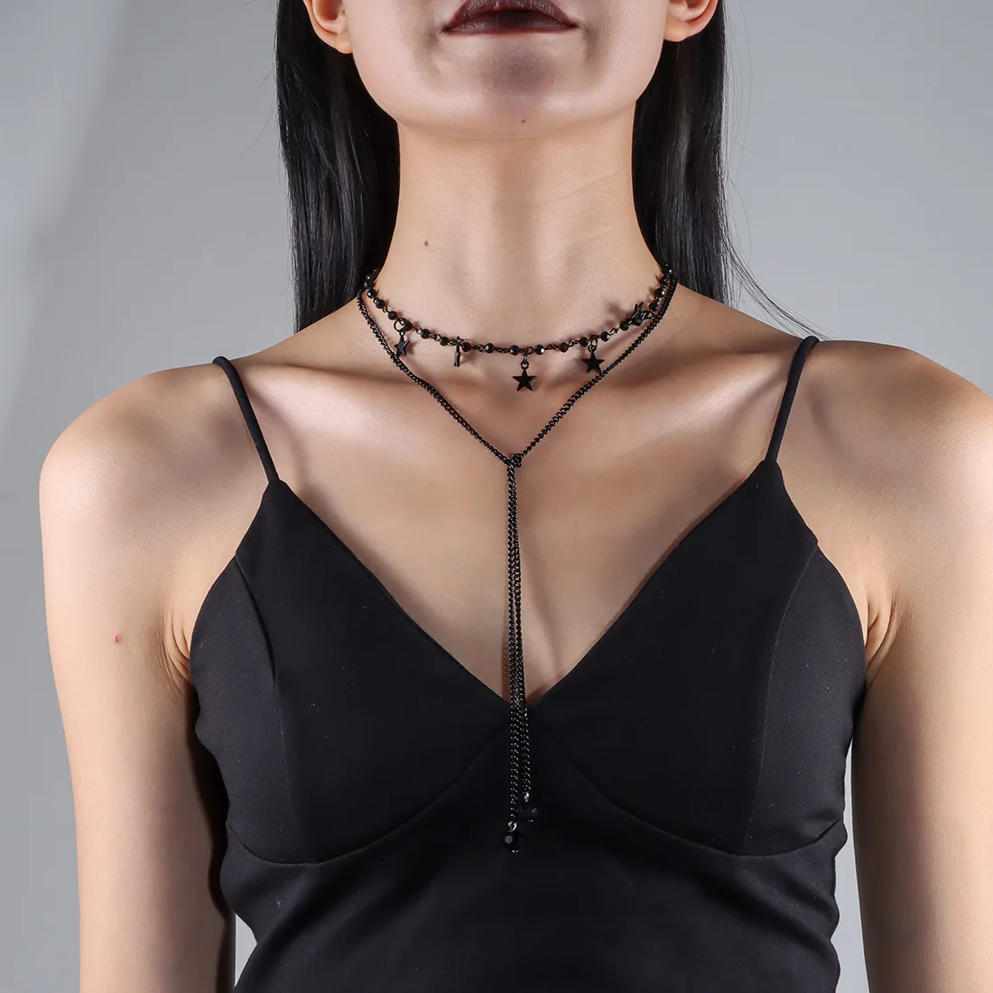 DIY accessories Cross-border European and American fashion temperament neck chain long chest chain black five-pointed star cloth
DIY accessories Cross-border European and American fashion temperament neck chain long chest chain black five-pointed star cloth