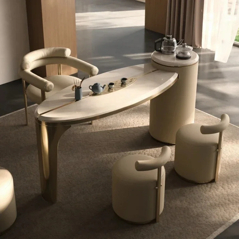Tea table villa small apartment light luxury designer saddle leather tea table
Tea table villa small apartment light luxury designer saddle leather tea table
