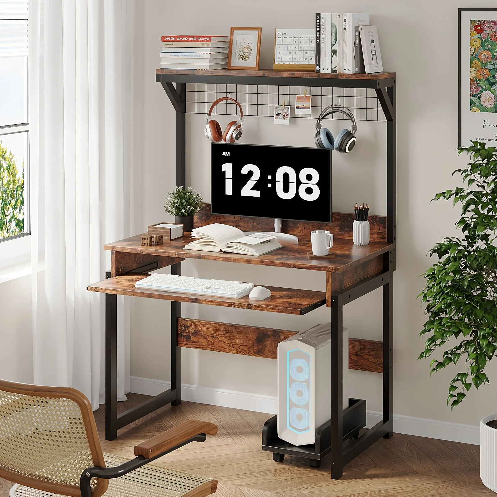 Computer Desk with Upper Storage Shelf, 31.5"Gaming Desk with Keyboard Tray, PC Laptop Table with Portable CPU Stand for Home Office Black
Computer Desk with Upper Storage Shelf, 31.5"Gaming Desk with Keyboard Tray, PC Laptop Table with Portable CPU Stand for Home Office Black