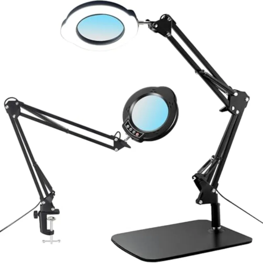 15X Magnifying Glass Desk Lamp with Metal Base, 5 Color Modes 10 Levels Adjustable Brightness, 360° Rotatable Flexible Aluminum
15X Magnifying Glass Desk Lamp with Metal Base, 5 Color Modes 10 Levels Adjustable Brightness, 360° Rotatable Flexible Aluminum