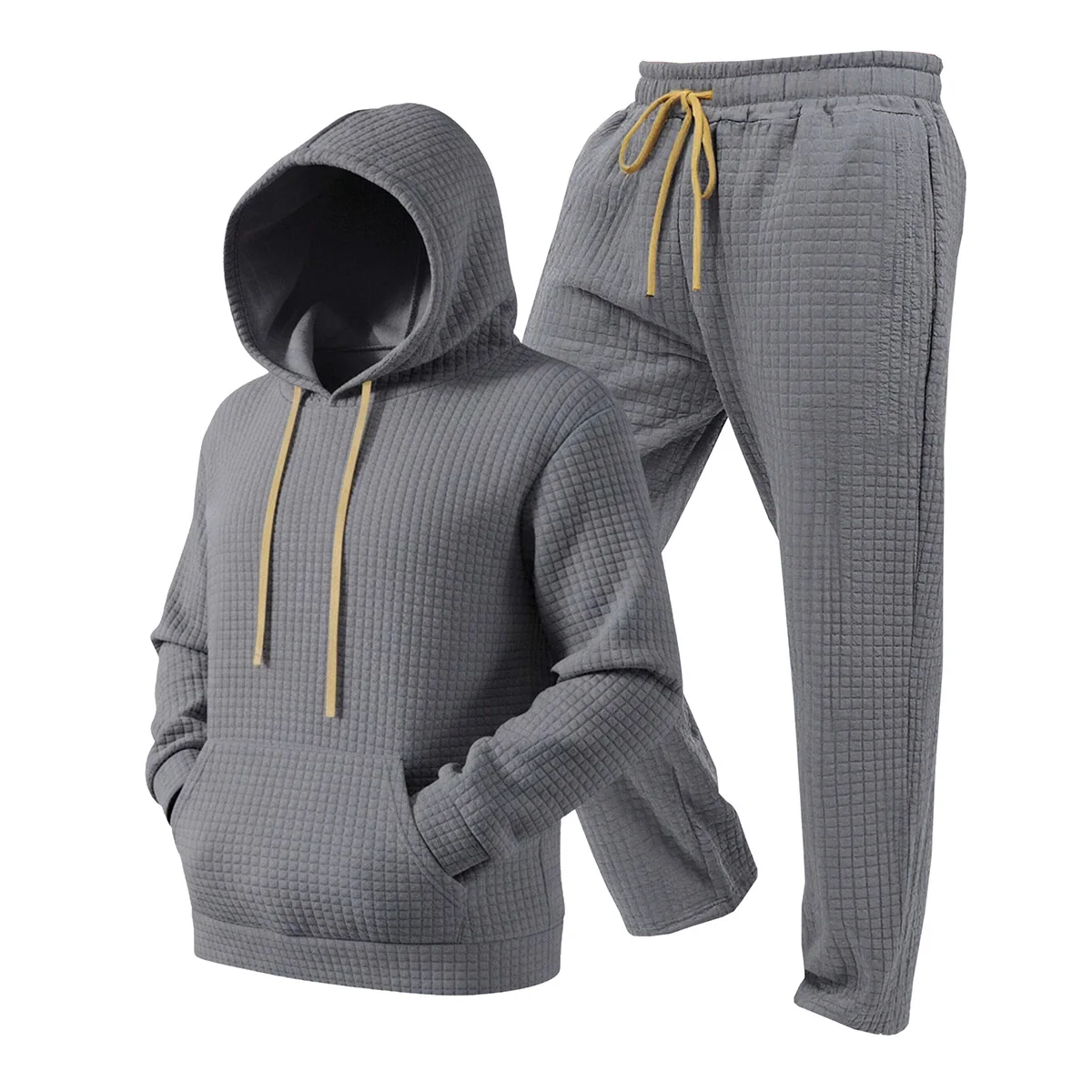 2-Piece Men's Hoodie and Sweatpants Set, Waffle Fabric with Drawstring Design, Suitable for Daily Casual Sports and Travel
2-Piece Men's Hoodie and Sweatpants Set, Waffle Fabric with Drawstring Design, Suitable for Daily Casual Sports and Travel