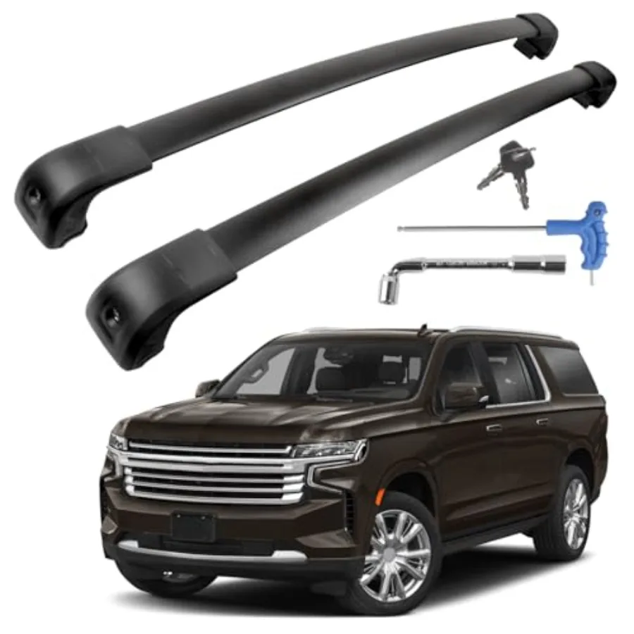 Roof Rack Cross Bars for SUVs: Black Matte Aluminum, 220lbs Capacity, Anti-Theft Lock Anti-Corrosion, Fits 2021-2025 Suburban/T
Roof Rack Cross Bars for SUVs: Black Matte Aluminum, 220lbs Capacity, Anti-Theft Lock Anti-Corrosion, Fits 2021-2025 Suburban/T