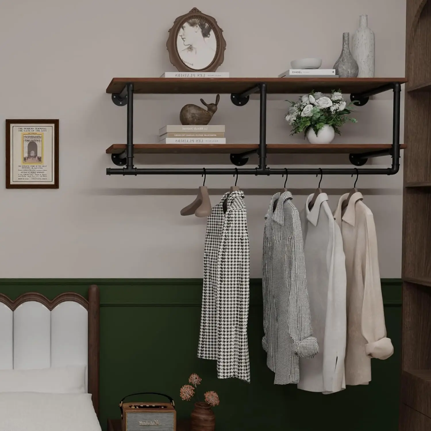 Clothes Ra 48In, Wall Mounted Garment Ra With Real Wood Shelf, Heavy Duty Hanging Clothes Ra, Multi-Purpose Hanging Rod,
Clothes Ra 48In, Wall Mounted Garment Ra With Real Wood Shelf, Heavy Duty Hanging Clothes Ra, Multi-Purpose Hanging Rod,