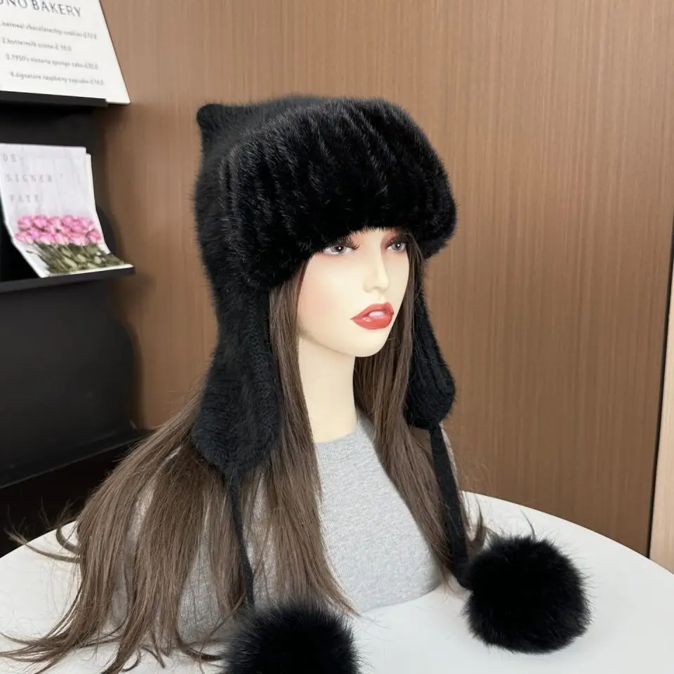Women'S Winter Hat Mink Knitted Hat Fashion Warm Real Mink Fur Hat With Earflaps Woman Cap Elastic Knitted Women Fur Beanie Hats
Women'S Winter Hat Mink Knitted Hat Fashion Warm Real Mink Fur Hat With Earflaps Woman Cap Elastic Knitted Women Fur Beanie Hats