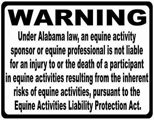 Alabama Equine Liability Law Sign Street Parking Warning Tin Sign Decor-Aluminum
Alabama Equine Liability Law Sign Street Parking Warning Tin Sign Decor-Aluminum