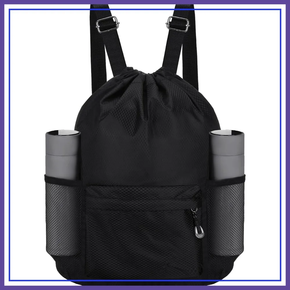 Waterproof Drawstring Bag, Lightweight String Backpack with Water Bottle Holder & Pockets, Gym Sports Sackpack (Black)
Waterproof Drawstring Bag, Lightweight String Backpack with Water Bottle Holder & Pockets, Gym Sports Sackpack (Black)