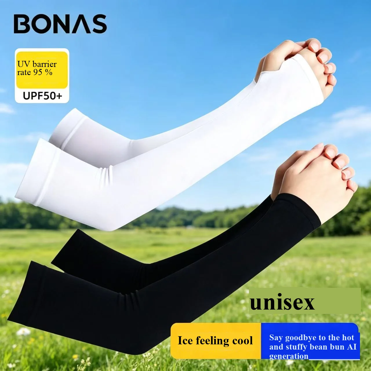 BONAS UPF50+ Ice Silk Arm Sleeves for Men Women, UV Protection Cooling Arm Covers, Breathable Sun Sleeves for Driving, Cycling,
BONAS UPF50+ Ice Silk Arm Sleeves for Men Women, UV Protection Cooling Arm Covers, Breathable Sun Sleeves for Driving, Cycling,