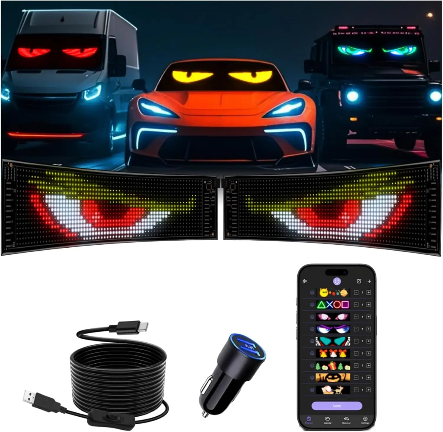 2PCS 19x5in LED Matrix Display for Car Windshield - Programmable Custom Text Sign
2PCS 19x5in LED Matrix Display for Car Windshield - Programmable Custom Text Sign