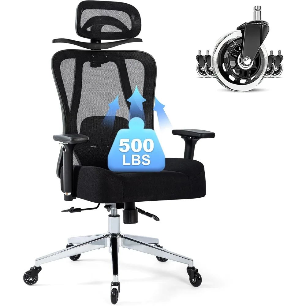 Office Chair 500lbs Ergonomic Mesh Desk Chair for Heavy People, Heavy Duty Office Chair with Wide Thick Seat Cushion, 4D Armrest
Office Chair 500lbs Ergonomic Mesh Desk Chair for Heavy People, Heavy Duty Office Chair with Wide Thick Seat Cushion, 4D Armrest