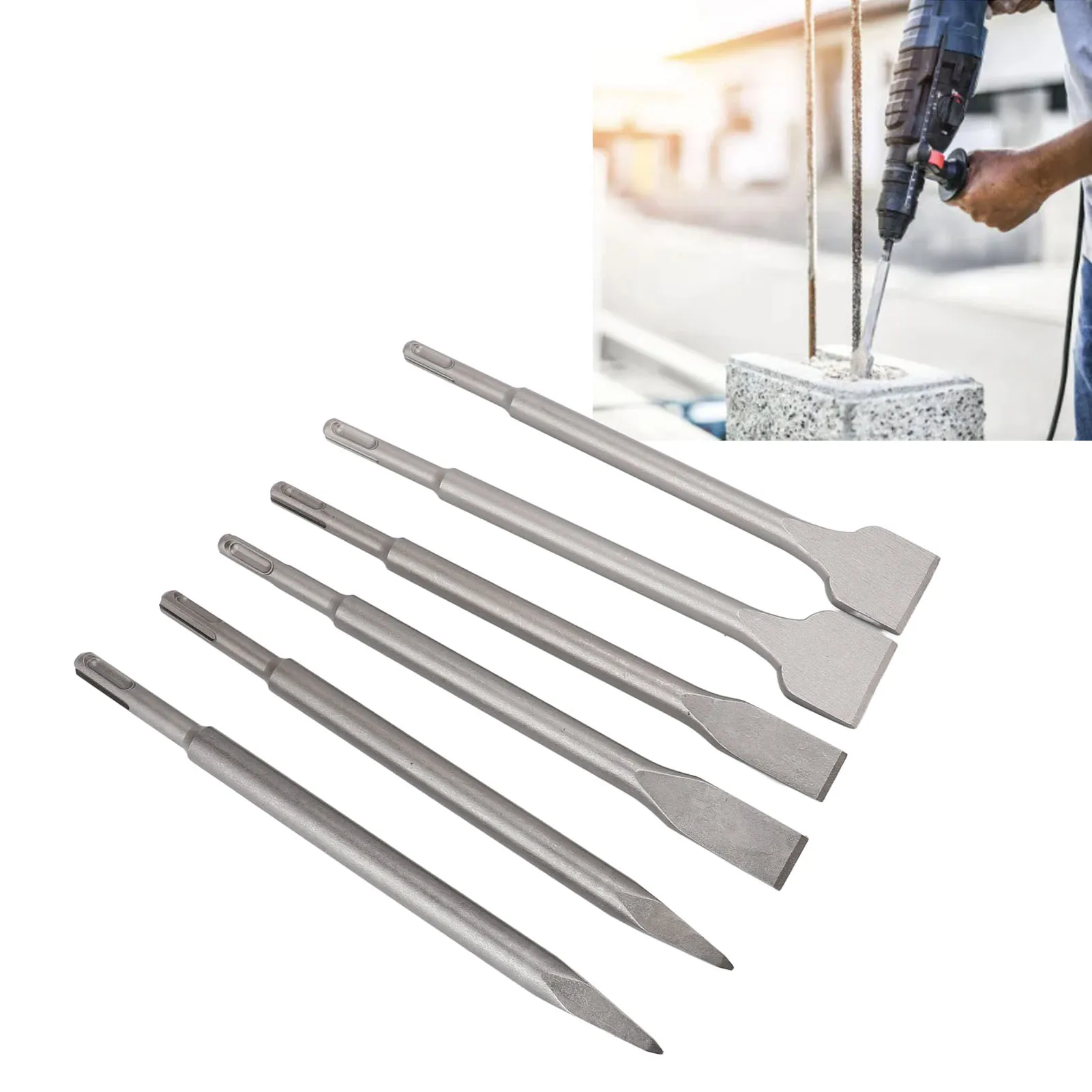 Набор из 6 зубил с круглым хвостовиком, длина 250 мм, для плотного соединения, с плоским концом, для кирпича, бетона, цемента, камня
Набор из 6 зубил с круглым хвостовиком, длина 250 мм, для плотного соединения, с плоским концом, для кирпича, бетона, цемента, камня