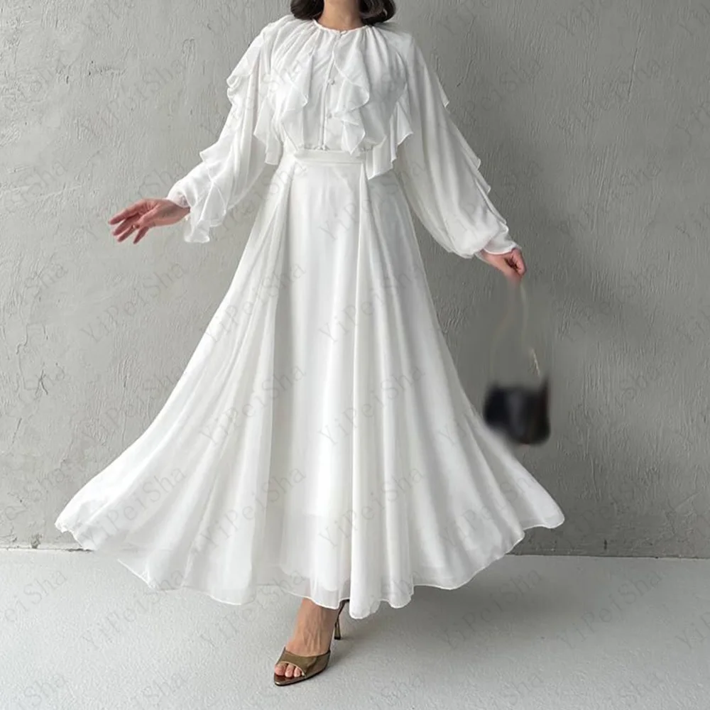Customized A-Line Prom Dresses Ankle-Length O-Neck Full Sleeve Evening Gown Simple Fashion Button Draped Casual Party Gown
Customized A-Line Prom Dresses Ankle-Length O-Neck Full Sleeve Evening Gown Simple Fashion Button Draped Casual Party Gown