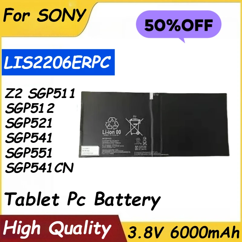 Tablet Battery 3.8V 6000mAh LIS2206ERPC for SONY Xperia Z2 SGP511 SGP512 SGP521 SGP541 SGP551 SGP541CN Brand-New High Quality
Tablet Battery 3.8V 6000mAh LIS2206ERPC for SONY Xperia Z2 SGP511 SGP512 SGP521 SGP541 SGP551 SGP541CN Brand-New High Quality