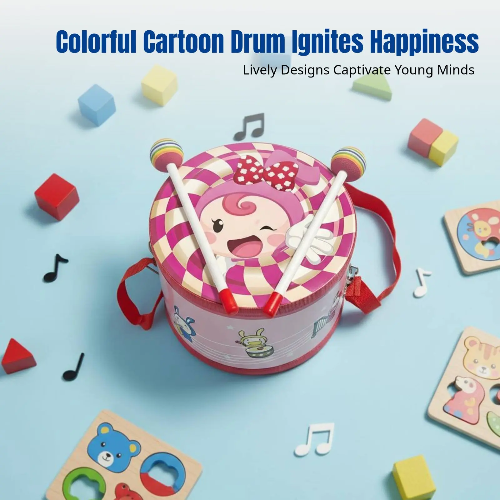 Cartoon Double-Sided Snare Drum, Kids Percussion, Orff Music, Preschool Teaching Aid
Cartoon Double-Sided Snare Drum, Kids Percussion, Orff Music, Preschool Teaching Aid