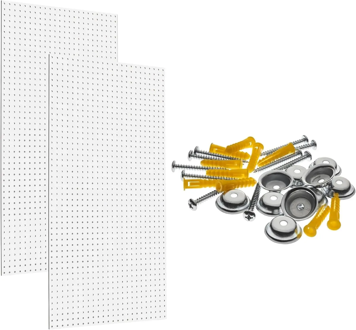 High Density Fiberboard Pegboard with Mounting Hardware, 24x42 Inch White Set of 2 for Garage Workshop Tool Storage
High Density Fiberboard Pegboard with Mounting Hardware, 24x42 Inch White Set of 2 for Garage Workshop Tool Storage