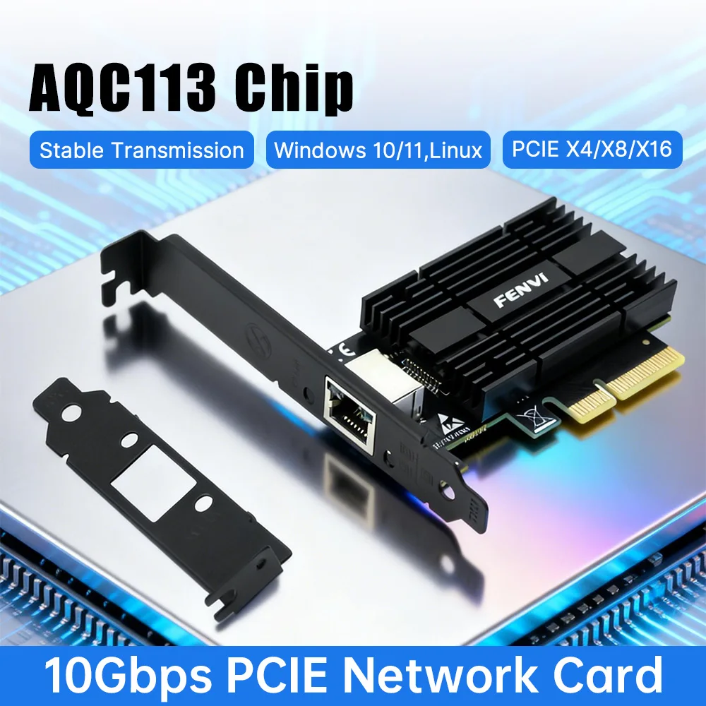 AQC113 10G PCIE To RJ45 Network Card 1G/2.5G/5G/10Gbps RJ45 Interface Gigabit Ethernet PCI-E LAN Adapter For PC Windows 10/11
AQC113 10G PCIE To RJ45 Network Card 1G/2.5G/5G/10Gbps RJ45 Interface Gigabit Ethernet PCI-E LAN Adapter For PC Windows 10/11