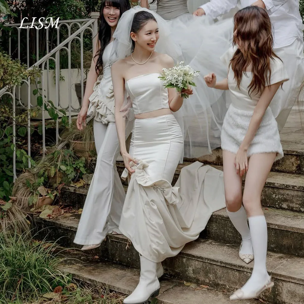 LISM Strapless Korea Mermaid Wedding Dresses 2 pcs Silk Satin Photo Shoot Elegant Bridal Gowns Customized 웨딩드레스 Bride Women
LISM Strapless Korea Mermaid Wedding Dresses 2 pcs Silk Satin Photo Shoot Elegant Bridal Gowns Customized 웨딩드레스 Bride Women