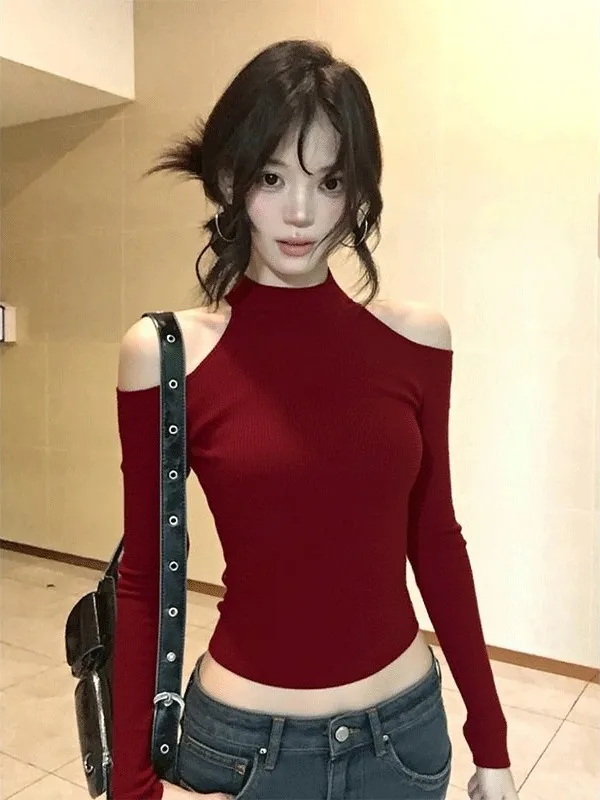 Red Off-Shoulder Knitted Sweater Women's New Year's Fashion Inner Wear Neck Hanging Style Two-Sided Wear Base Top Pure Color
Red Off-Shoulder Knitted Sweater Women's New Year's Fashion Inner Wear Neck Hanging Style Two-Sided Wear Base Top Pure Color