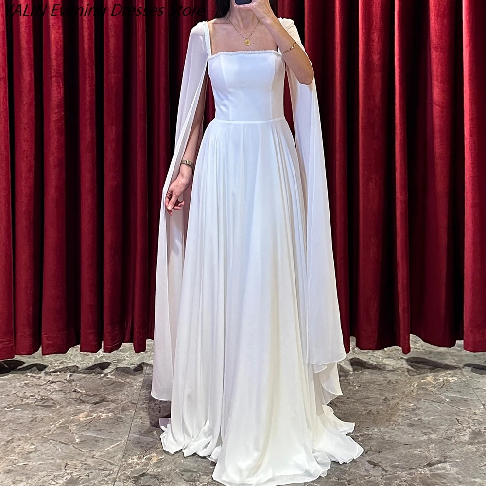 Women's A-line Evening Dresses Floor-length Square Collar Sleeveless Prom Dresses Fashion Sequined Stole Draped Customized Gowns
Women's A-line Evening Dresses Floor-length Square Collar Sleeveless Prom Dresses Fashion Sequined Stole Draped Customized Gowns