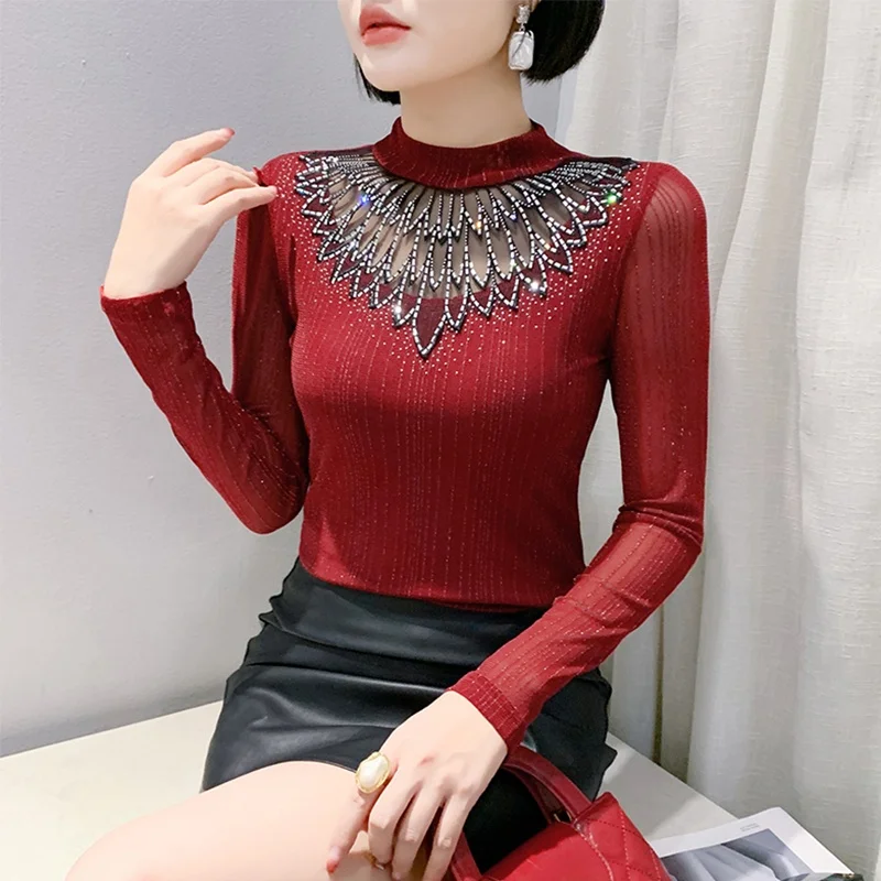 Весна 2024, сексуальная женская футболка с длинными светами и стразами, сетчатая основа, облегающий топ, корейский Sle Commute Faion
Весна 2024, сексуальная женская футболка с длинными светами и стразами, сетчатая основа, облегающий топ, корейский Sle Commute Faion