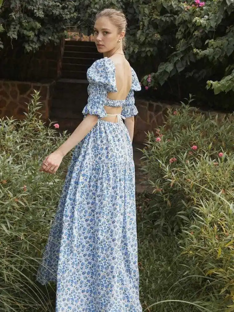 Clothland Women Stylish Floral Backless Dress Square Collar Short Sleeve One Piece Beach Wear Midi Dresses Vestido QE057
Clothland Women Stylish Floral Backless Dress Square Collar Short Sleeve One Piece Beach Wear Midi Dresses Vestido QE057