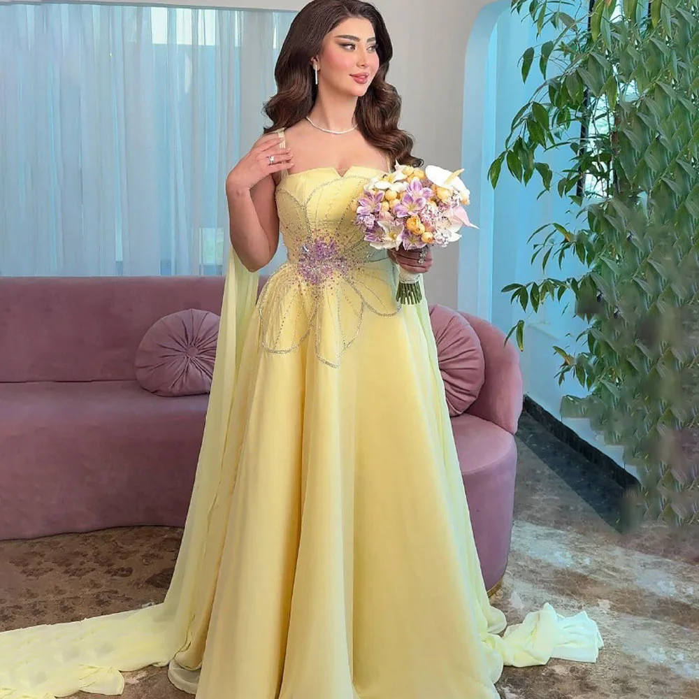 Customized High Quality V-neck Floor Length Yellow Sleeveless Thin Suspenders Beaded 파티복이브닝드레스 Evening Dresses Robe De Soiree
Customized High Quality V-neck Floor Length Yellow Sleeveless Thin Suspenders Beaded 파티복이브닝드레스 Evening Dresses Robe De Soiree
