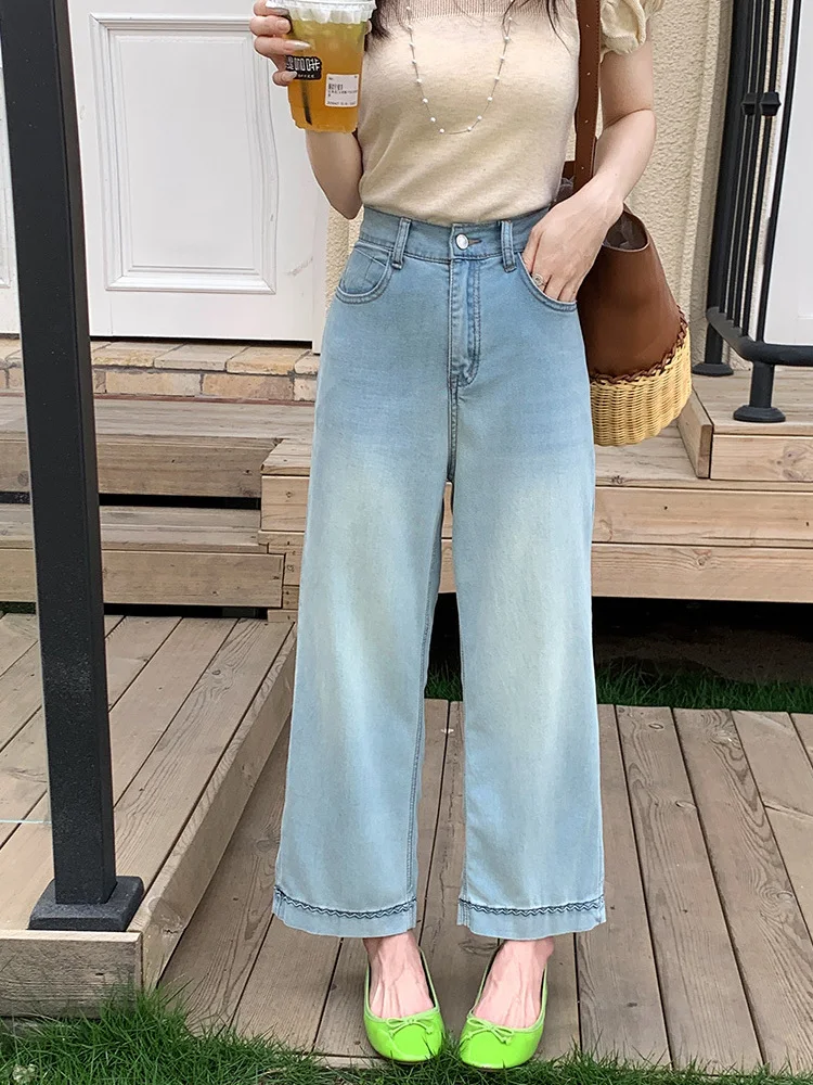 High Waist Wide Leg Jeans Women's Summer Korean Style plus Size Retro Straight Cut Light Blue Denim Pants Slimming Effect
High Waist Wide Leg Jeans Women's Summer Korean Style plus Size Retro Straight Cut Light Blue Denim Pants Slimming Effect