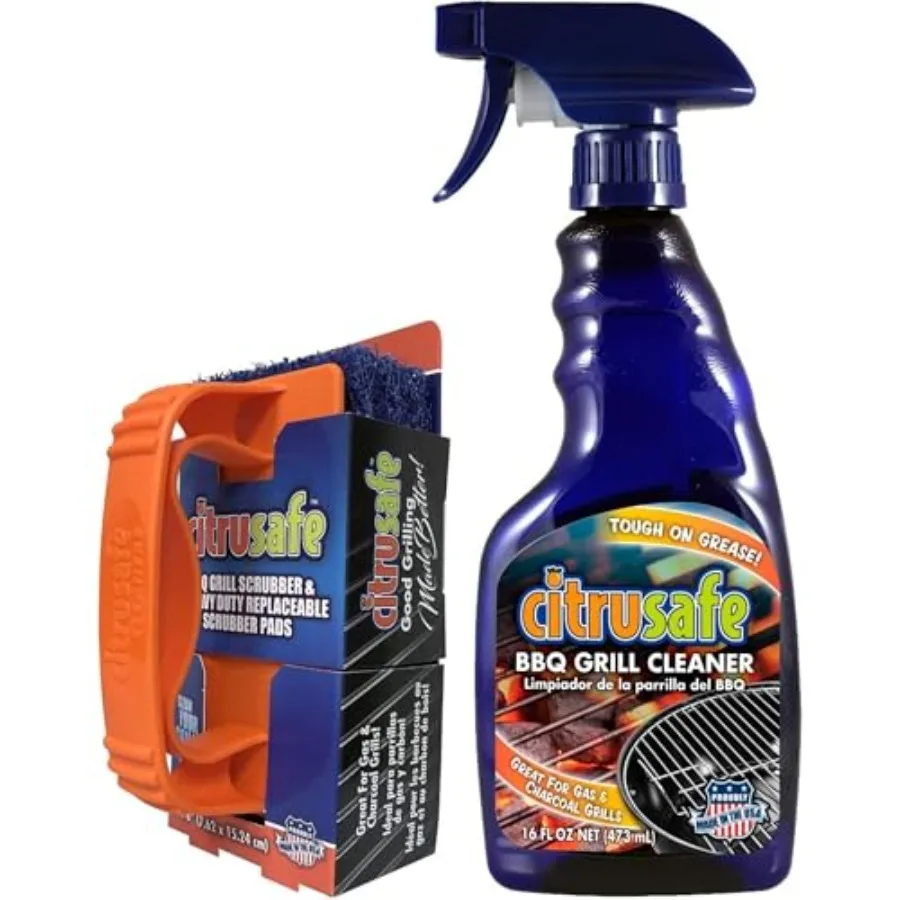 Grill Cleaning Kit - BBQ Grill Cleaner 16oz and BBQ Grill Scrubber with 3 Heavy Duty Replaceable Scrubber Pads - Formulated to
Grill Cleaning Kit - BBQ Grill Cleaner 16oz and BBQ Grill Scrubber with 3 Heavy Duty Replaceable Scrubber Pads - Formulated to