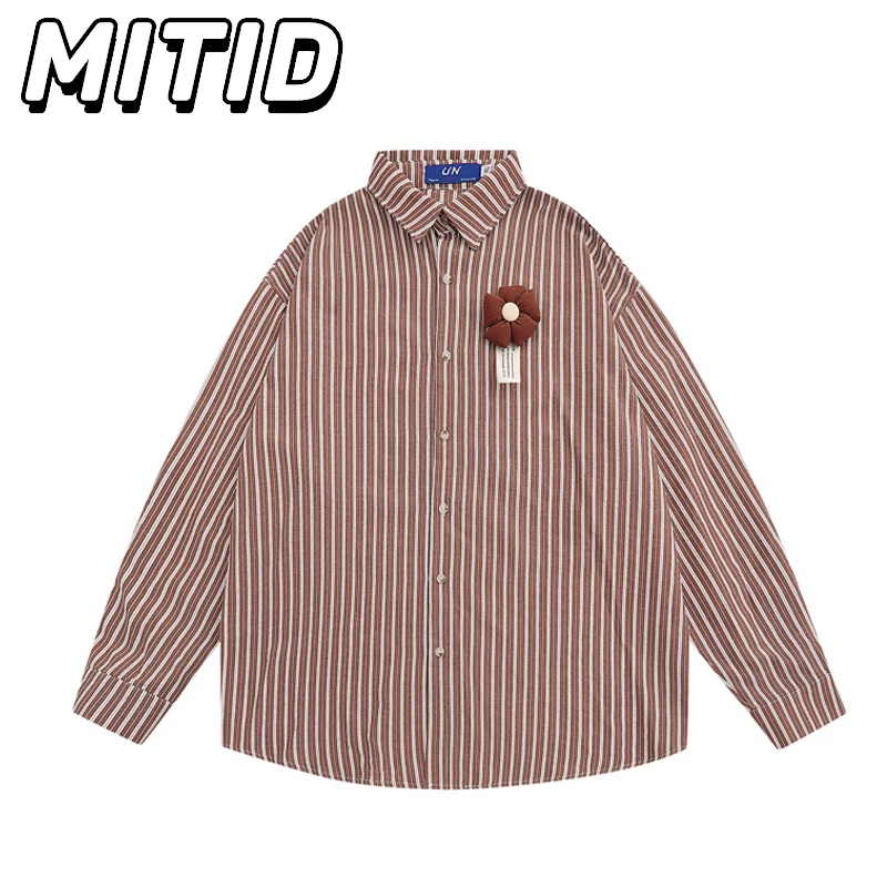 Y2k Streetwear Men Shirts Blouses Flower Decoration Cotton Striped Shirts for Men Clothing Casual Loose Fashion Oversize Outwear
Y2k Streetwear Men Shirts Blouses Flower Decoration Cotton Striped Shirts for Men Clothing Casual Loose Fashion Oversize Outwear