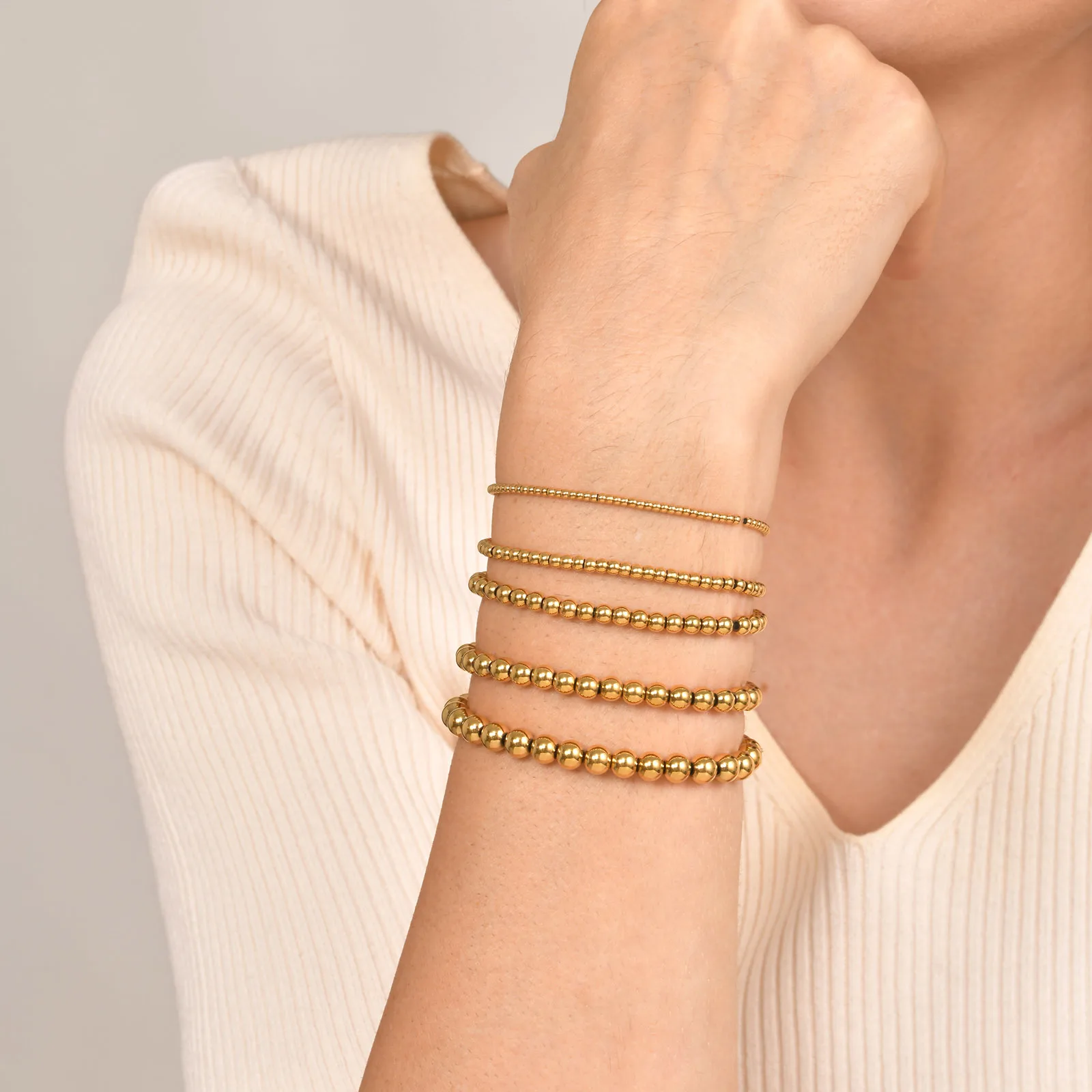 Dainty Chain Bead Bracelets for Women, Anti Allergy Stainless Steel Beaded Ball Stretchable Elastic Stacking Bracelet Wristband
Dainty Chain Bead Bracelets for Women, Anti Allergy Stainless Steel Beaded Ball Stretchable Elastic Stacking Bracelet Wristband