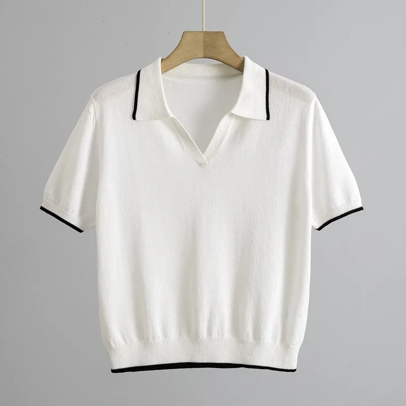 2025 New Summer Style Japanese and Paper Yarn Breathable Contrasting Color Short-sleeved Knitted Sweater
2025 New Summer Style Japanese and Paper Yarn Breathable Contrasting Color Short-sleeved Knitted Sweater