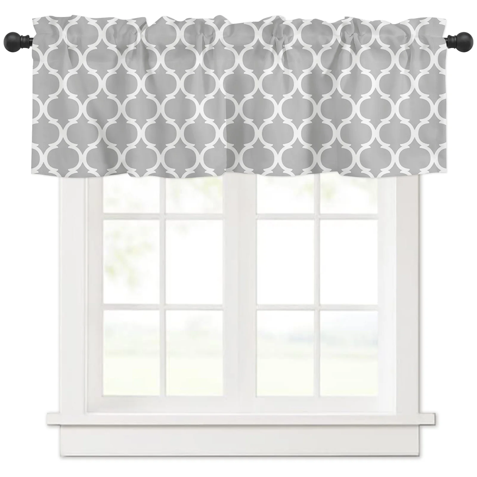 Grey Moroccan Print Valances for Windows Rod Pocket Window Treatment Blackout Curtain Valance for Bathroom Living Room Bedroom
Grey Moroccan Print Valances for Windows Rod Pocket Window Treatment Blackout Curtain Valance for Bathroom Living Room Bedroom