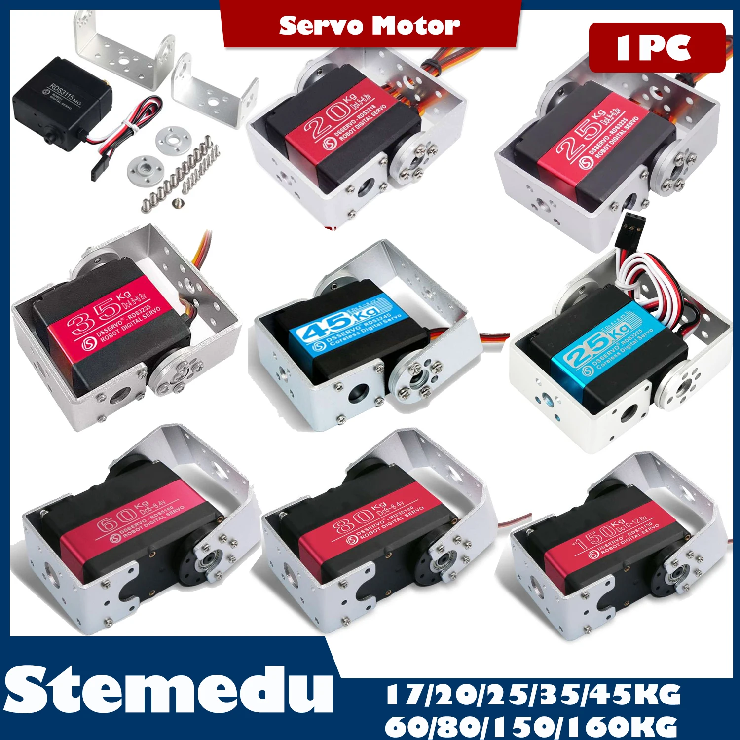 Dsservo RC Digital Servo 17kg 20kg 25kg 35kg 45kg 60kg 80kg 150kg 160kg Metal Gear Motor Double-Shaft High Torque Servo
Dsservo RC Digital Servo 17kg 20kg 25kg 35kg 45kg 60kg 80kg 150kg 160kg Metal Gear Motor Double-Shaft High Torque Servo