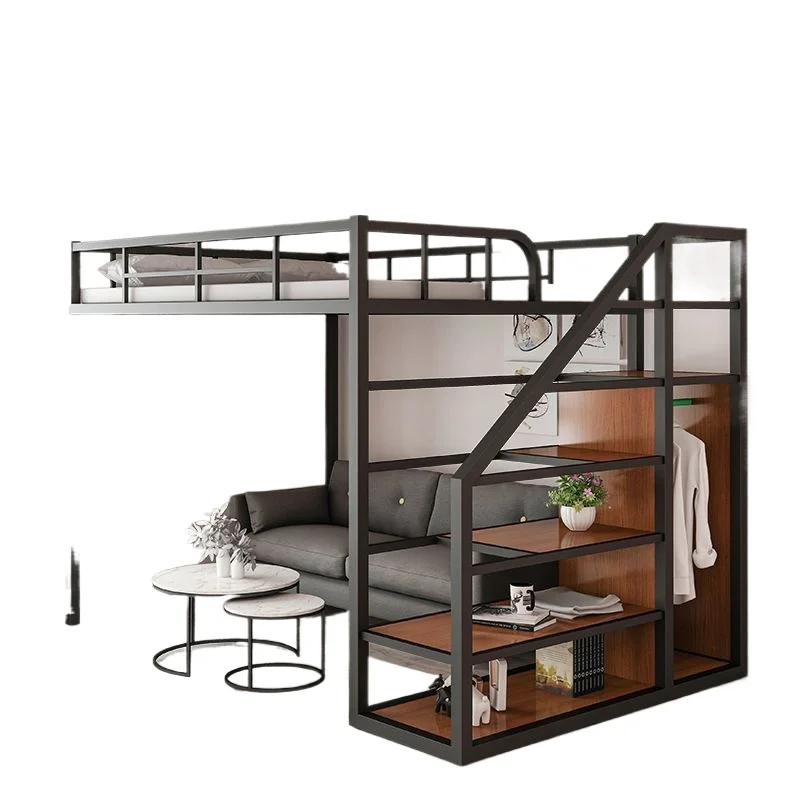 Simple small apartment second floor bed multi-functional wrought iron bed high and low assembly space saving bed
Simple small apartment second floor bed multi-functional wrought iron bed high and low assembly space saving bed
