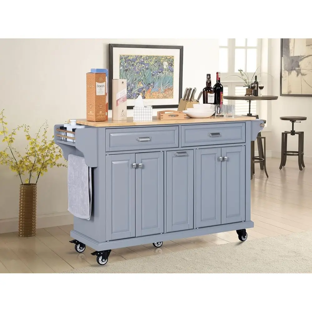 Mobile Kitchen Island with Storage, Wood Top, Spice Rack, and Towel Holder, L60.5 x W18.13 x H36.75IN, Grey
Mobile Kitchen Island with Storage, Wood Top, Spice Rack, and Towel Holder, L60.5 x W18.13 x H36.75IN, Grey