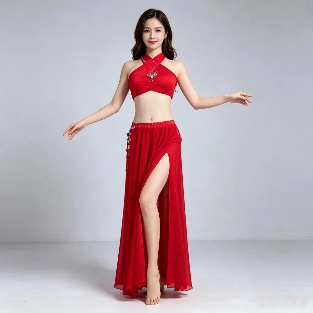 Women Oriental Belly Dance Costume 2Pcs Set Senior AB Rhinestone Bra Split Chiffon Long Skirt Custom Bellydance Performance Wear
Women Oriental Belly Dance Costume 2Pcs Set Senior AB Rhinestone Bra Split Chiffon Long Skirt Custom Bellydance Performance Wear