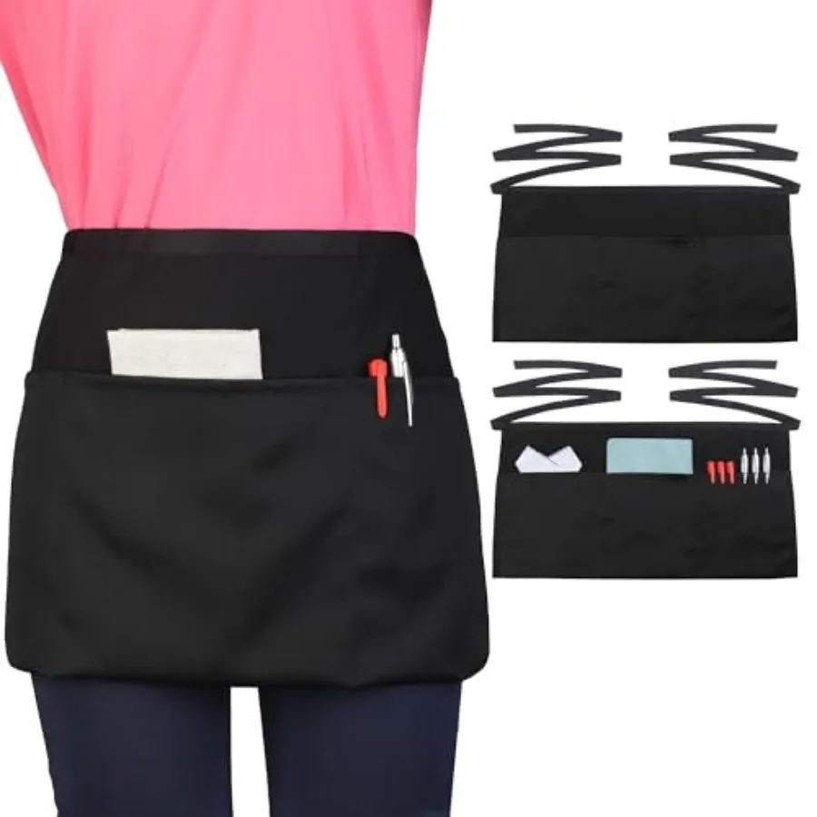 Server Waitress Waist Apron - Half Apron with 3 Pockets, Black Short Aprons for Servers, Waiter Apron
Server Waitress Waist Apron - Half Apron with 3 Pockets, Black Short Aprons for Servers, Waiter Apron