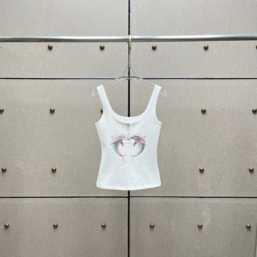 Women's Cotton Blend Dolphin Print Tank Top 2026 Spring Sleeveless U Neck Button Front Slim Fit Casual Camisole Streetwear
Women's Cotton Blend Dolphin Print Tank Top 2026 Spring Sleeveless U Neck Button Front Slim Fit Casual Camisole Streetwear